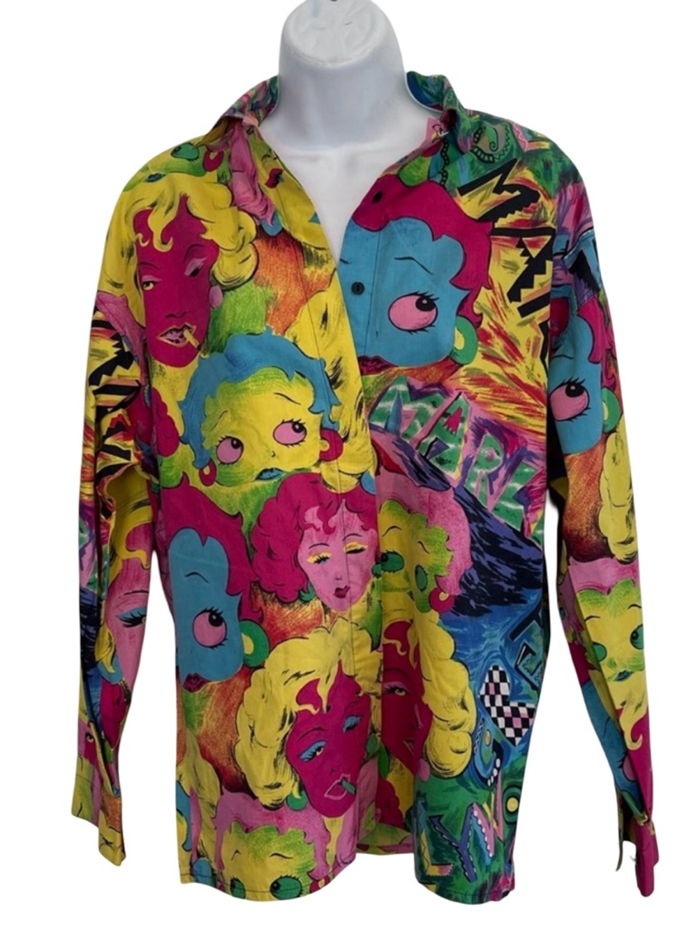 Vintage! 90’s Versace Jeans Couture Andy Warhol Long Sleeve Shirt Small - Picture 2 of 11